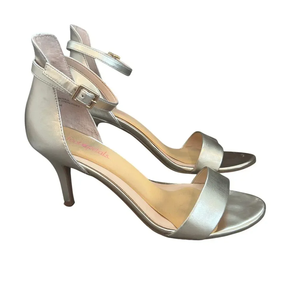 BP Luminate Gold Strappy Slingback Heel Ankle Strap Womens Size 8